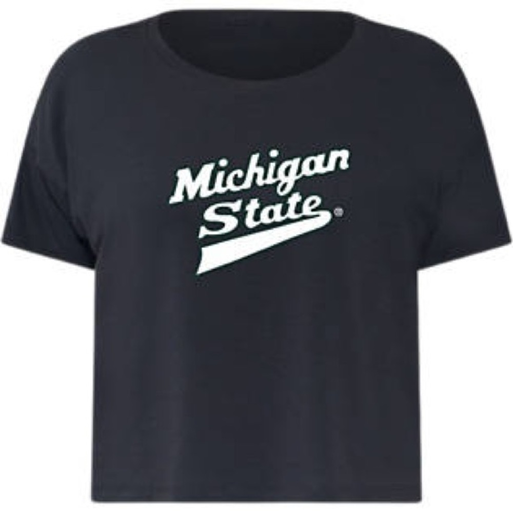 Lululemon Michigan State Women's Black Crop Cates tee NWT Sz 4